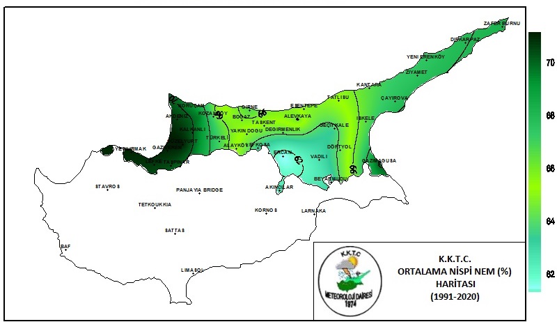 Ortalama Nipi Nem Haritası (1991 - 2020)