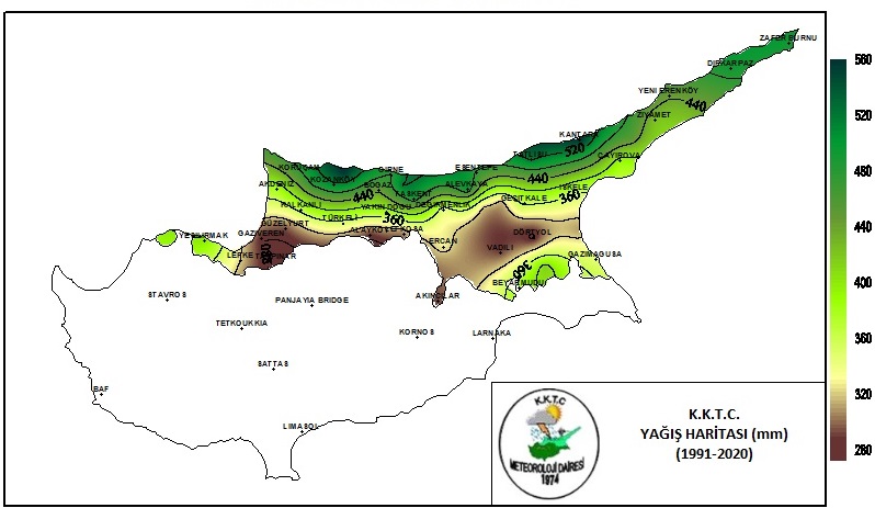 K.K.T.C. Yağış Haritası